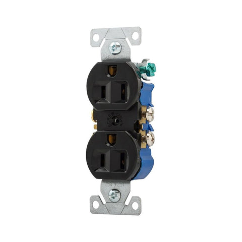 Eaton Wiring Devices 270BLK Standard Residential-Grade Duplex Receptacle, 2-Pole, 15 A, 125 V, NEMA: NEMA 5-15R, Black, Pack of 10