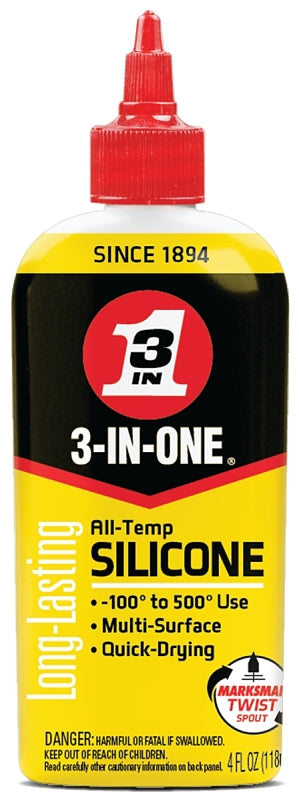 3-In-One 120008 Drip Oil, All Temp Silicone, Solvent Base, Light Brown, 4 oz Bottle, Liquid