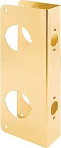 Prime-Line U 9537 Lock and Door Reinforcer, 2-3/8 in Backset, 1-3/4 in Thick Door, Brass, Brass, 10-7/8 in H, 3-7/8 in W