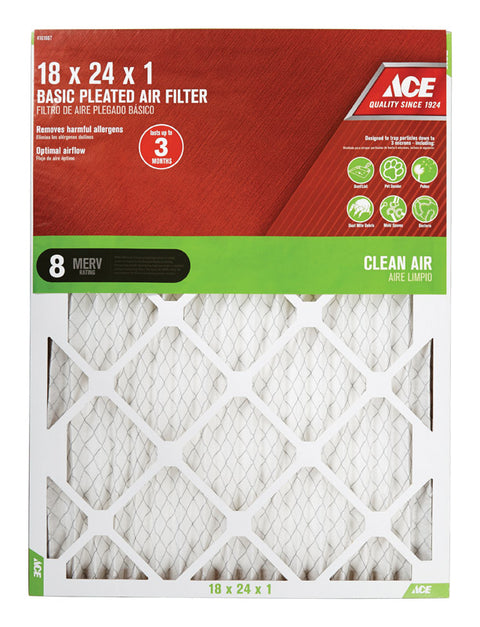 Ace 24 in. L x 18 in. W x 1 in. D Pleated Air Filter 8 MERV