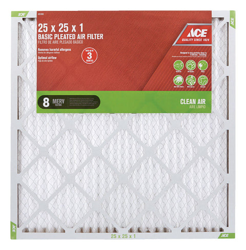 Ace 25 in. L x 25 in. W x 1 in. D Pleated Air Filter 8 MERV