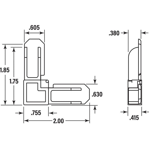 Make-2-Fit PL 7725 Square Cut Screen Frame Corner, Plastic, Bronze, For: Square-Cut Ends of 7/16 Aluminum Screen Frame