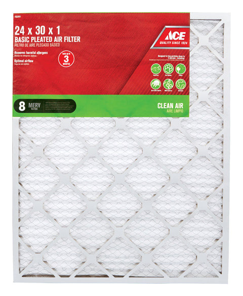 Ace 30 in. L x 24 in. W x 1 in. D Pleated Air Filter 8 MERV