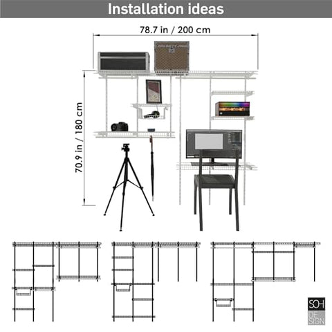 Adjustable White Wire Closet Shelf Kit, 6 to 8 FT Expandable Organizer System for Versatile Home Storage