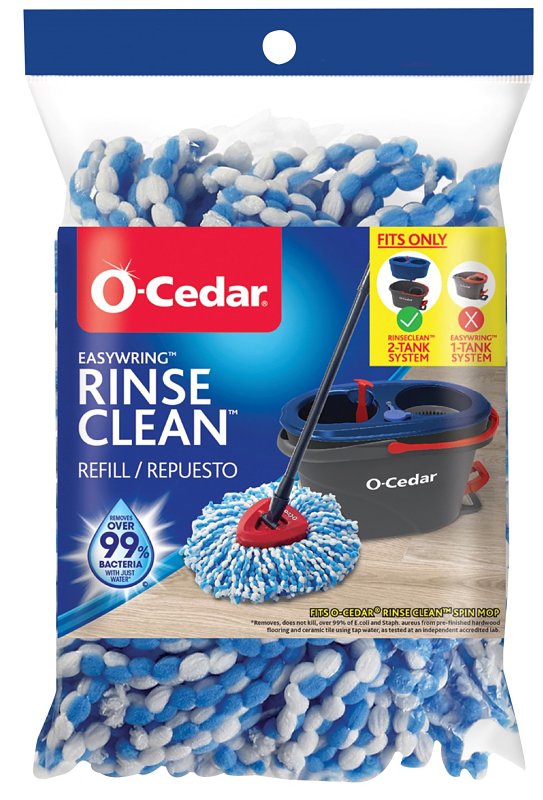 O-Cedar 168738 Rinse Clean Mop Refill, Microfiber, Blue/White – Shell ...