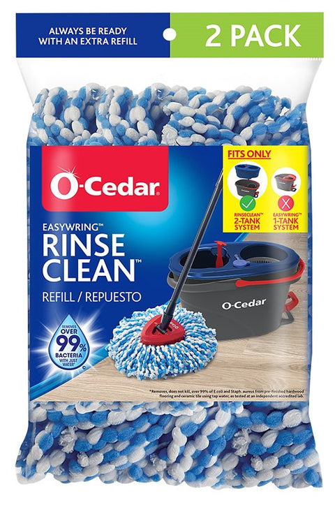 O-Cedar EasyWring RinseClean Series 172092 Spin Mop Refill, Microfiber, Blue/White