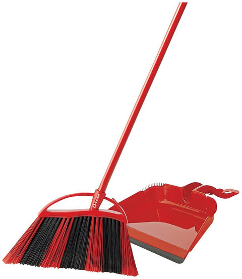 O-Cedar PowerCorner 172134 Angle Broom with Dustpan, Plastic Bristle, Black Bristle, 57 in L, Steel Handle