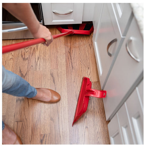 O-Cedar PowerCorner 172134 Angle Broom with Dustpan, Plastic Bristle, Black Bristle, 57 in L, Steel Handle
