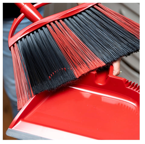 O-Cedar PowerCorner 172134 Angle Broom with Dustpan, Plastic Bristle, Black Bristle, 57 in L, Steel Handle