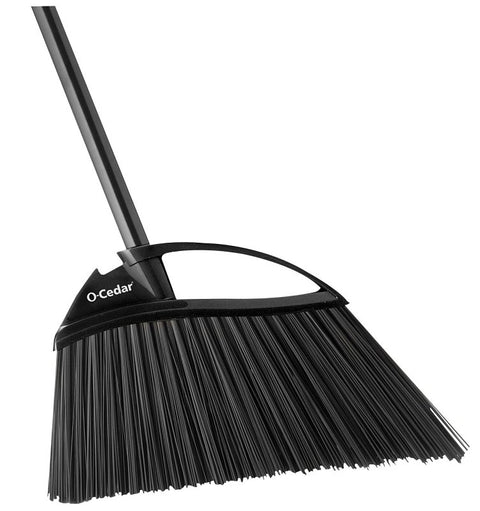 O-Cedar 168215 Angle Broom, 12-1/2 in Sweep Face, Plastic Bristle, Steel Handle, Black/Gray