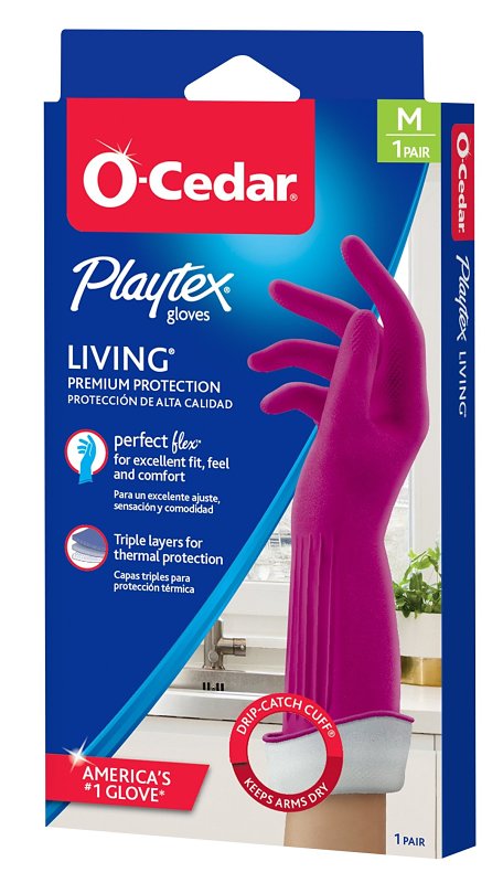Playtex Living Series 166119 Reusable Gloves, M, Latex/Neoprene/Nitrile, Gray, Pack of 6