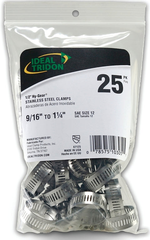 Ideal-Tridon Hy-Gear 67-6 Series 6712550 Worm Gear Hose Clamp, Stainless Steel