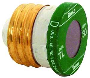 Bussmann TL-30 Plug Fuse, 30 A, 125 V, 10 kA Interrupt, Plastic Body, Low Voltage, Time Delay Fuse