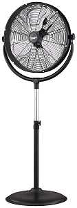 PowerZone FES50-T5 High-Velocity Pedestal Stand Fan, 120 V, 1.25 A, 20 in Dia Blade, 3-Blade, Metal Blade, Black