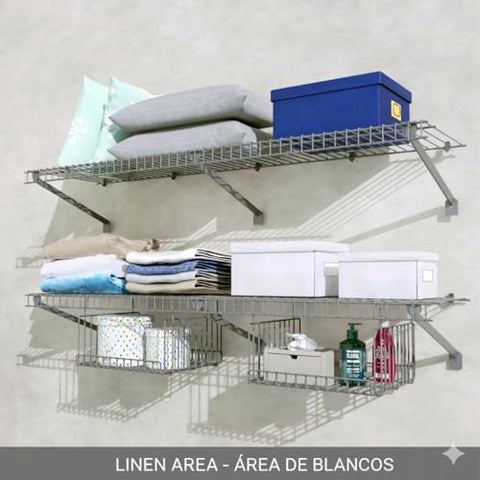 Wire Shelves 2-Pack Wall-Mounted 4ft x 12in with Baskets