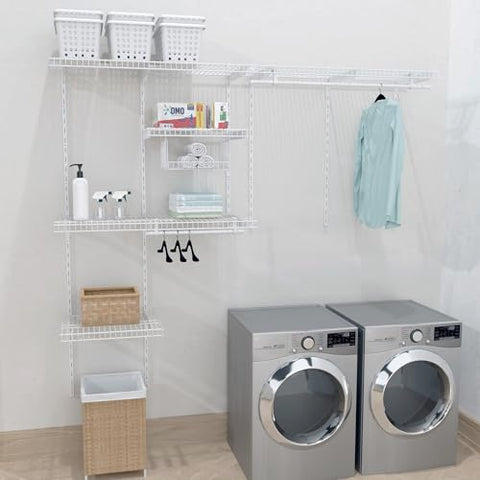 Premium 4 to 7 FT White Wire Closet Organizer by SOH DESIGN - Customizable Shelving