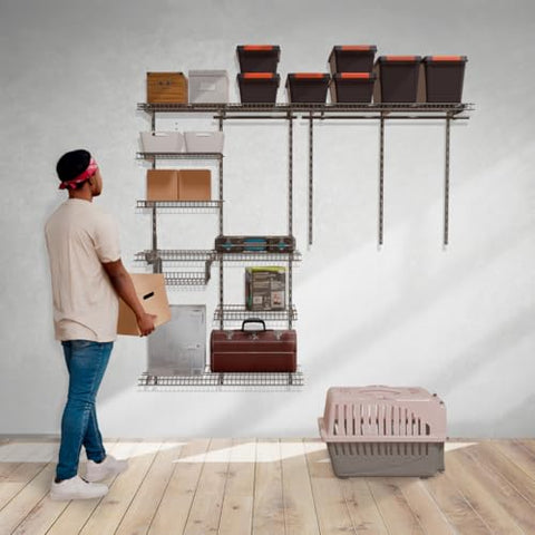 Premium 6 to 8 FT Silver Wire Closet Organizer by SOH DESIGN - Customizable Shelving