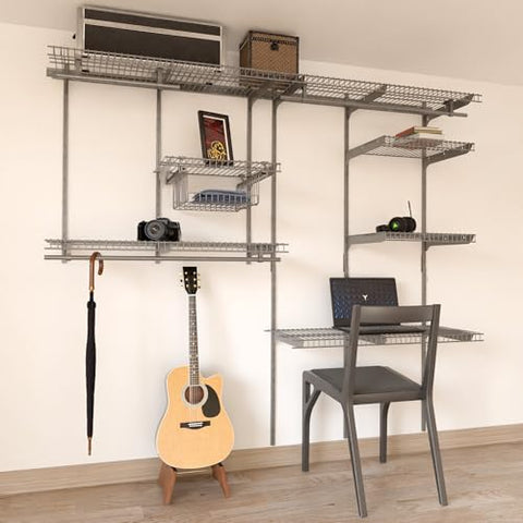 Premium 6 to 8 FT Silver Wire Closet Organizer by SOH DESIGN - Customizable Shelving