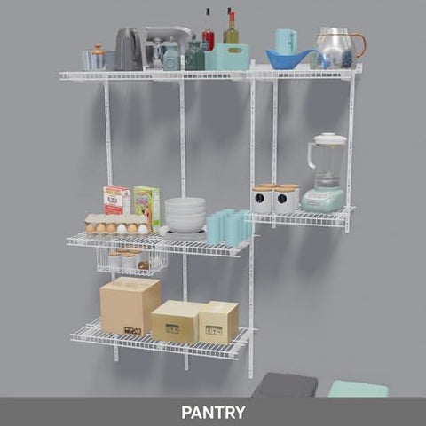 Premium 4 to 7 FT White Wire Closet Organizer by SOH DESIGN - Customizable Shelving