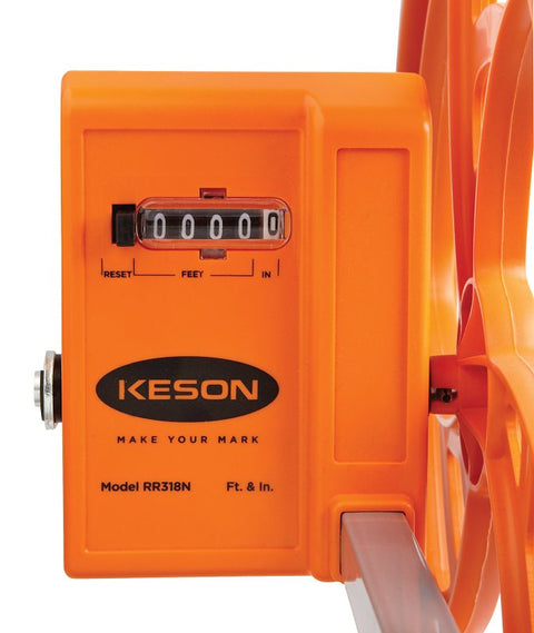 Keson Roadrunner Series RR318N Measuring Wheel, 9999.9 ft, 12-1/2 in Wheel, Polycast Wheel, ABS, Orange