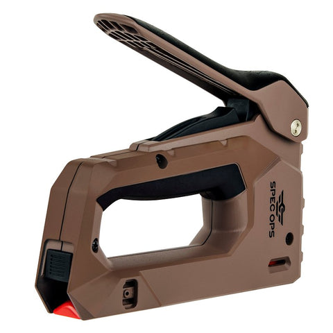 Spec Ops SPEC-M50 Staple Gun, Narrow Crown Staple, 1/4 in W Crown, 1/4 to 9/16 in L Leg, Black/Flat Dark Earth