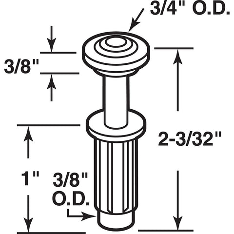 Prime-Line N 6704 Roller Guide, 2-3/32 in L Dimensions, Nylon/Plastic, Top, 2/PK