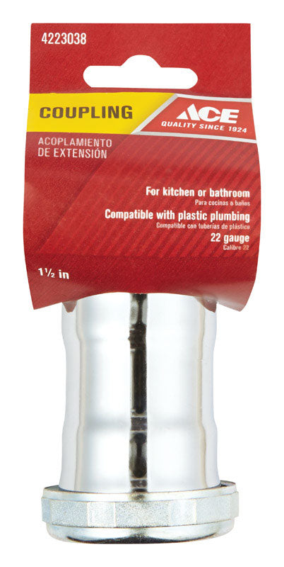 Ace 1-1/2 in. Dia. x 1-1/2 in. Dia. Slip To Slip Chrome Plated Brass Coupling