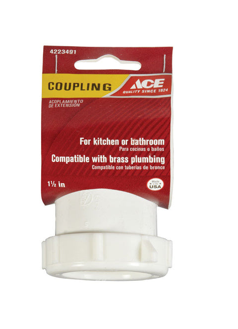 Ace 1-1/2 in. Dia. x 1-1/2 in. Dia. Slip To Slip Plastic Coupling