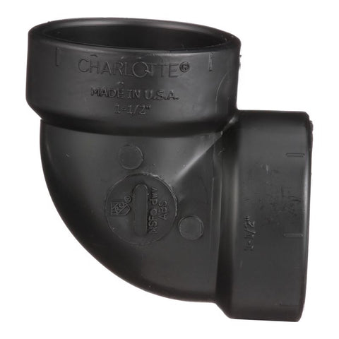 Charlotte Pipe 1-1/2 in. Hub X 1-1/2 in. D Hub ABS Elbow