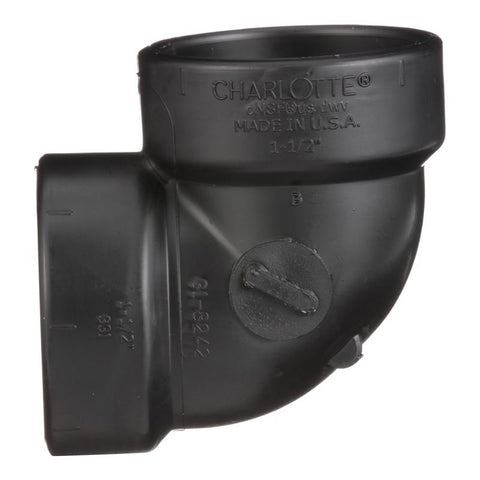 Charlotte Pipe 1-1/2 in. Hub X 1-1/2 in. D Hub ABS Elbow