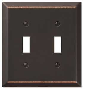 Amerelle Century 163TTDB Wallplate, 4-15/16 in L, 4-9/16 in W, 2 -Gang, Steel, Aged Bronze, Pack of 3