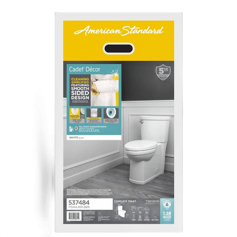 American Standard Cadet 3 Series 715AA.001.020 Skirted Tall Height Two-Piece Toilet with Slow-Close Seat, Elongated Bowl
