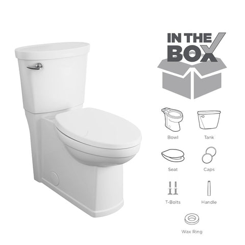 American Standard Cadet 3 Series 715AA.001.020 Skirted Tall Height Two-Piece Toilet with Slow-Close Seat, Elongated Bowl