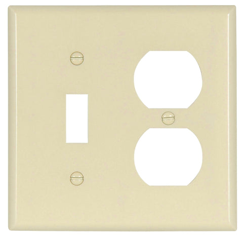 Eaton Wiring Devices 2138LA-BOX Combination Wallplate, 4-1/2 in L, 4-9/16 in W, 2 -Gang, Thermoset, Light Almond