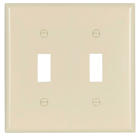 Eaton Wiring Devices 2139LA-BOX Wallplate, 4-1/2 in L, 4-9/16 in W, 2 -Gang, Thermoset, Light Almond, High-Gloss