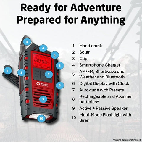 American Red Cross Odyssey ARCODYSSEY All-Band Emergency Hand Crank Radio, Battery, AAA Battery