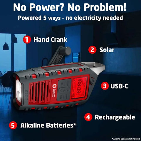 American Red Cross Odyssey ARCODYSSEY All-Band Emergency Hand Crank Radio, Battery, AAA Battery