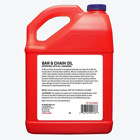 VP Racing 2933 Bar and Chain Oil, Brown, 240 deg C Flash, 1 gal, Pack of 4