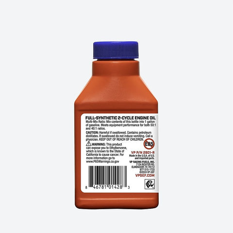 VP Racing 2901 Full Synthetic 2-Cycle Oil, 2.6 oz Bottle, Amber, Pack of 12