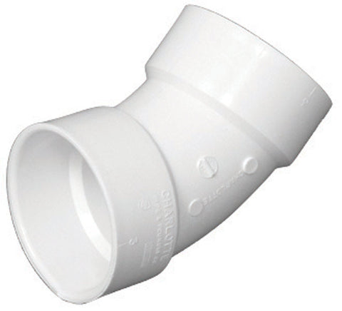 Charlotte Pipe Schedule 40 Hub To Hub 1-1/2 in. Dia. x 1-1/2 in. Dia. 45 deg. PVC Elbow