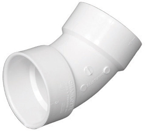 Charlotte Pipe Schedule 40 Hub To Hub 3 in. Dia. x 3 in. Dia. 45 deg. PVC Elbow