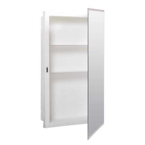 Zenith EM115 Medicine Cabinet, 16 in OAW, 4-1/2 in OAD, 26 in OAH, Plastic, 2-Shelf
