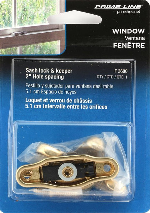 Prime-Line F2600 Sash Lock, Solid Brass, Polished Brass