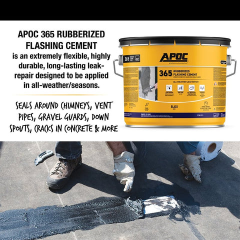 APOC ETERNA-FLASH Series AP-3653 All-Weather Rubberized Flashing Cement, Black, Liquid Paste, 3 gal