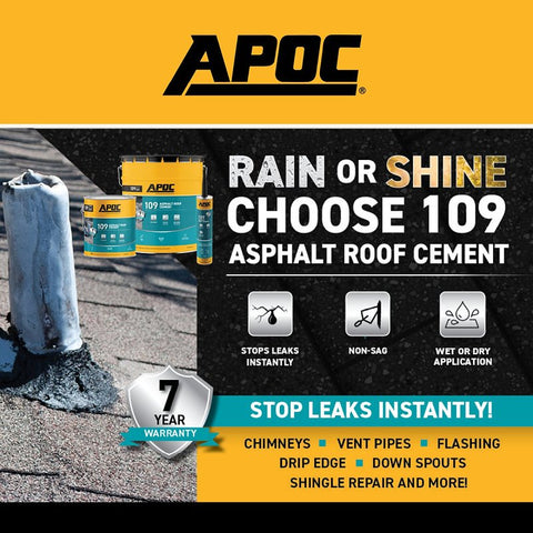 APOC 109 AP-1091 Asphalt Roof Cement, Black, Liquid, 1 gal, Pack of 4