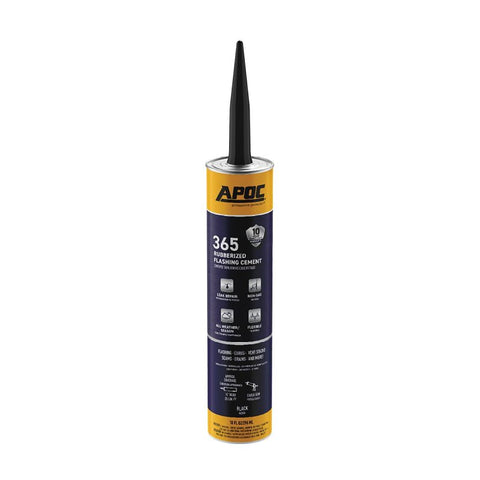 APOC AP-365 Series AP-3659 Rubberized Flashing Cement, Black, Liquid, 10 oz, Tube, Pack of 12