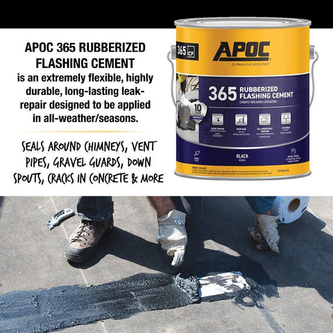 APOC AP-365 Series AP-3651 Rubberized Flashing Cement, Black, Liquid, 1 gal, Pail, Pack of 4