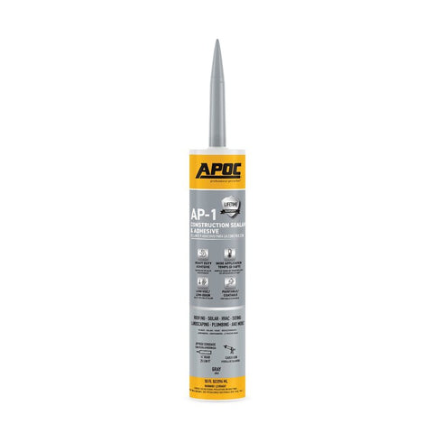 APOC GREEN-SEAL AP-1 Series AP-1000-7-61 Construction Sealant and Adhesive, Gray, Free-Flowing Paste, 10 oz, Tube, Pack of 12