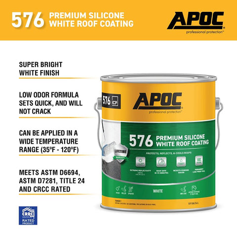 APOC AP-5761 Premium Roof Coating, White, 1 gal, Liquid, Pack of 4