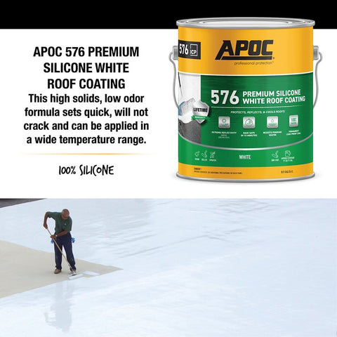 APOC AP-5761 Premium Roof Coating, White, 1 gal, Liquid, Pack of 4